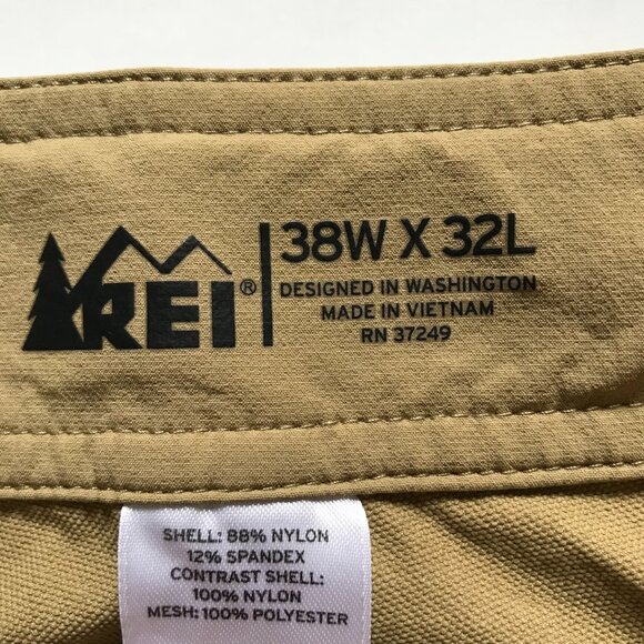 REI Co-Op Screenline Pants Chinos Mens 38 x 32 Khaki Tan Chino Hiking Traveler - Picture 7 of 11